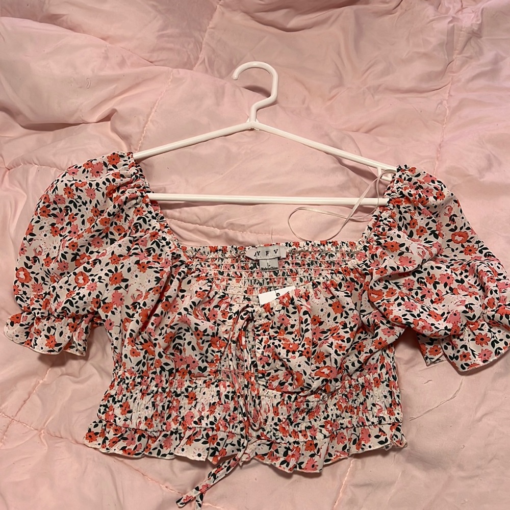 Fab’rik Floral Puff Sleeve Cropped Top